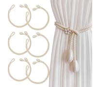 FULHANY 6 Pezzi Fermatende Per Tenda - Ferma Tende - Ganci Per Tende - Corda Cotone - Cinghie Per Tende Tessute A Mano Per Camera Da Letto, Soggiorno, Decorazione Di Tende Da Ufficio