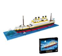 FULHOLPE Titanic Model Building Block Set, 1068Pcs Cruise Ship Titanic Boat Model Building Kit compatibile con Creator Expert 10294