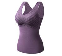 Fulidngzg Canottiere Donna, Invernali Elasticizzato Smanicato Maglia Intimo Completo Termica Maglia Termica Sportiva Cotone Canottiera Traspirante Calda Magliette con Reggiseno Incorporato Elegante