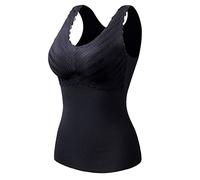 Fulidngzg Canottiere Donna, Invernali Elasticizzato Smanicato Maglia Intimo Completo Termica Maglia Termica Sportiva Cotone Canottiera Traspirante Calda Magliette con Reggiseno Incorporato Elegante