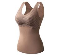 Fulidngzg Canottiere Donna, Invernali Elasticizzato Smanicato Maglia Intimo Completo Termica Maglia Termica Sportiva Cotone Canottiera Traspirante Calda Magliette con Reggiseno Incorporato Elegante