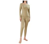 Fulidngzg Completo Termico Donna Invernale in Lana e Seta 2 Pezzi con Maglia Termica e Pantaloni Intimo Termico Sci Elegante Tuta Neve Sottogiacca Comode Abbigliamento Donna Curvy per Case Trekking
