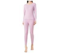 Fulidngzg Completo Termico Donna Invernale in Lana e Seta 2 Pezzi con Maglia Termica e Pantaloni Intimo Termico Sci Elegante Tuta Neve Sottogiacca Comode Abbigliamento Donna Curvy per Case Trekking