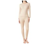 Fulidngzg Completo Termico Donna Invernale in Lana e Seta 2 Pezzi con Maglia Termica e Pantaloni Intimo Termico Sci Elegante Tuta Neve Sottogiacca Comode Abbigliamento Donna Curvy per Case Trekking