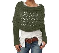 Fulidngzg Coprispalle Donna Elegante a Maglione con Maniche Lunghe Invernale Autunno Maglioncino Scoperte Spalle Casual Curvy Stola da Sposa Scialle da Cerimonia per Feste Case Lavoro Mare,Verde,L