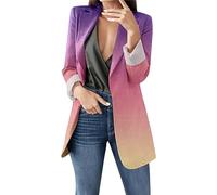 Fulidngzg Giacca Donna Curvy Primaverile Autunno Leggera Coprispalle Bianca Regular Fit Elegante Giacche Cerimonia Cotone Giacca Taglie Forti Maniche Lunghe Cardigan con Risvolto