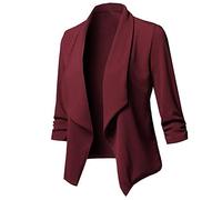 Fulidngzg Giacca Elegante Donna, Curvy Taglie Forti Giacche Bianca Tinta Unita Maniche Lunghe Coprispalle Regular Fit Cotone Giacca Leggera con Risvolto Cardigan Cerimonia Primaverile Autunno