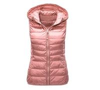 Fulidngzg Gilet Imbottito Donna Uomo Invernale Trapuntato con Cappuccio e Zip Piumino Smanicato 100 Grammi Casual Leggero Elegante Primaverile per Lavoro Sportivo,Rosa,M