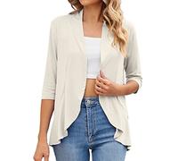 Fulidngzg Golfino Donna Cotone Estivo, 3/4 Maniche Shrug Traspirante Ponchetto Curvy Morbida Leggero Coprispalle Casual Cerimonia Cardigan Elegante Giacca Estiva Taglie Forti