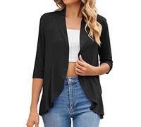 Fulidngzg Golfino Donna Cotone Estivo, 3/4 Maniche Shrug Traspirante Ponchetto Curvy Morbida Leggero Coprispalle Casual Cerimonia Cardigan Elegante Giacca Estiva Taglie Forti