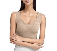 Fulidngzg Intimo Donna con Reggiseno Incorporato Elasticizzato Elegante Intimo Calda Cotone Traspirante Canottiera Completo Invernali Canottiere Skims Sportiva Maglia Termica Termica Smanicato Maglia