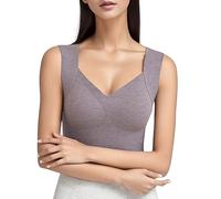 Fulidngzg Intimo Donna con Reggiseno Incorporato Elasticizzato Elegante Intimo Calda Cotone Traspirante Canottiera Completo Invernali Canottiere Sportiva Maglia Termica Termica Smanicato Maglia