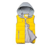 Fulidngzg Piumino Smanicato Donna 100 Grammi Invernale con Cappuccio e Zip Gilet Imbottito Trapuntato Casual Leggero Primaverile per Lavoro Sportivo,Giallo,XL