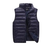 Fulidngzg Piumino Smanicato Uomo Donna 100 Grammi Invernale M-6XL con Colletto Alto e Cerniera Senza Cappuccio Gilet Imbottito Trapuntato Casual Leggero Primaverile per Lavoro Sportivo,Blu Scuro,3XL