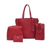 Fulidngzg Set Borse Donna Design Essenziale ,Borsa A Tracolla Donna Grande Capacità Set 4 Pezzi in Pelle Finta Organizzata Borse Casual Elegante con Doppia Traccia per Uotidiana Viaggio Ufficio