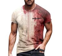 Fulidngzg T Shirt Uomo Halloween,T Shirt Uomo Halloween Maniche Corte Collo Tondo con Stampa Disegno Sanguinante Camicia Problema Risolto Elegante Slim Fit Design Essenziale per Festa Deguisement