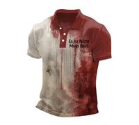 Fulidngzg T Shirt Uomo ICH Bin Ok,Polo Shirt Uomo Horror Halloween con Collo a Bottone e Stampa Disegno Sanguinante Tshirt Problema Gelöst Maniche Corte per Testo Horror Festa Deguisement
