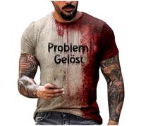 Fulidngzg T Shirt Uomo Sangue Horror,T Shirt Uomo Halloween Maniche Corte Collo Tondo con Stampa Disegno Sanguinante Camicia Problema Risolto Elegante Slim Fit Design Essenziale per Festa Deguisement