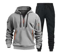 Fulidngzg Tuta Uomo Completa Autunno Invernale Set Due Pizze con Felpa con Cappuccio e Pantaloni Completo Palestra Caldo Casual Elegante per Sportiva Ginnastica Attività All Aperto,Grigio Chiaro,M
