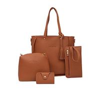 Fulidngzg Zaino Antifurto Donna,Borsa A Tracolla Donna Grande Capacità Set 4 Pezzi in Pelle Finta Organizzata Borse Casual Elegante con Doppia Traccia per Uotidiana Viaggio Ufficio
