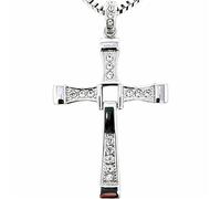 FULISONG Collana con pendente a croce in argento sterling for uomo e donna | Ispirato da Fast and Furious di Vin Diesel | Catena a scatola(GIRL(16G),50CM)