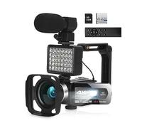 Full 4K Camcorder Messa A Fuoco Automatica Streaming Telecamere Web WIFI Videoregistratore Da Esterno Con Luce Di Riempimento 48 MP Scatta Nitida Fluida(64G SD Card,Kit)