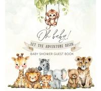 Full Color Woodland Baby Shower Decorations: Jungle Safari Sign In Guest Book with Photo Keepsakes