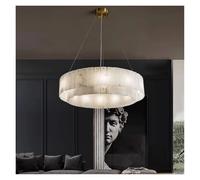 Full Copper Marble Pendant Lamp Designer French Luxury Living Room Dining Circular Bedroom Study Light LED