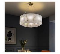 Full Copper Marble Pendant Lamp Designer French Luxury Living Room Dining Circular Bedroom Study Light LED