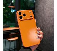 Full-Coverage Frosted Anti-Drop Case for iPhone 17 Pro Max, Electroplated Ultra-Thin Matte Phone Case with Lens Protector for iPhone 17 16 15 14 ProMax (Orange,14)