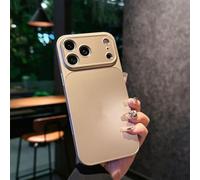 Full-Coverage Frosted Anti-Drop Case for iPhone 17 Pro Max, Electroplated Ultra-Thin Matte Phone Case with Lens Protector for iPhone 17 16 15 14 ProMax (Gold,17)