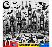 Full Embroidery Eco-cotton Thread 11CT Print Halloween Cabin Cross Stitch50x50cm