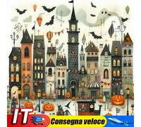 Full Embroidery Eco-cotton Thread 11CT Print Halloween Cabin Cross Stitch50x50cm