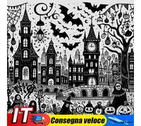 Full Embroidery Eco-cotton Thread 11CT Print Halloween Cabin Cross Stitch50x50cm