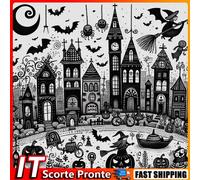 Full Embroidery Eco-cotton Thread 11CT Print Halloween Cabin Cross Stitch50x50cm