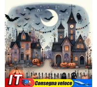 Full Embroidery Eco-cotton Thread 11CT Print Halloween Cabin Cross Stitch50x50cm