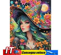Full Embroidery Eco-cotton Thread 14CT Printed Witch Cross Stitch Kit 45x60cm IT