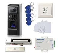 Full Kits Fingerprint RFID Access Control Systems + 600lbs Force Electric EM Lock +110V Power Supply+10 RFID Keychains+10 RFID Cards