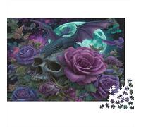 Full Moon, Flying Drago with Wings Puzzle 1000Pcs Rose Teschio Decorazione Per La Casa. Rilassamento E Intelligence Per Adulti E Bambini Da 14 Anni 1000pcs (75x50cm)