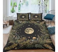 Full Moon Nightcopripiumino microfibra 3 Pezzi stampa di 3D con cerniera Botanical Fantasy Art Set Di Copripiumino con federe per cuscini soffice for bambini e adolescenti Double（200x200cm）