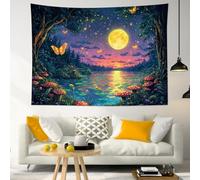 Full Moon Over Ocean Arazzo Tovaglie Festa Copriletto Arazzi Appeso Per Camera Da Letto Biancheria Dormitorio,150x200cm