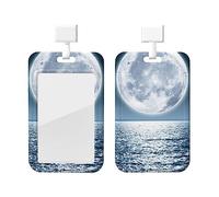 Full Moon Rising Over Porta identificativo con cordino Protezione per carta d'identità in plastica Porta con finestra trasparente Porta identificativo per infermiereForniture per u