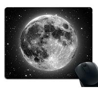 Full Moon with Stars in The Background Tappetino Mouse Durevole Tappetini Mouse Bordo Cucito Mousepad per Lavoro Ufficio Laptop 25X30Cm