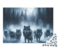 Full Moon Wolf Pack Puzzle Fai Da Te 1000 Pezzi Cartone Extra Spesso Per Amanti Della Famiglia, Gioco Divertente Stimolante, Bella Decorazione, Regalo Compleanno Ideale 38x26cm/1000pcs
