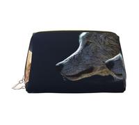 Full-Moon Wolves - Piccola borsa per il trucco in pelle con stampa 3D, portatile, da viaggio, con cerniera dorata, Oro, One Size, Astuccio per trucchi
