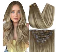 Full Shine Clip In Extension Capelli Umani Veri Marrone Castagno A Biondo E Marrone 18 Pollici Lungo Dritto 7 Pezzi Trama Pelle Capelli 105 G
