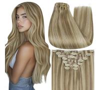 Full Shine Clip In Extension Capelli Veri 16 Pollici Biondo Dorato Evidenziazioni Biondo Chiaro Clip Ins Extension Capelli Lisci Seta Aggiungere Volume 105 G 7 Pezzi
