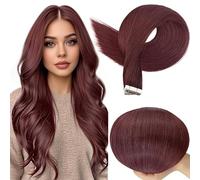 Full Shine Extension Adesive Capelli Veri Adesivo Invisibile Per Capelli Umani Veri 18 Pollici Lungo Vino Rosso Liscio Nastro In Capelli Extension Per Capelli Sottili 50 G