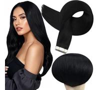 Full Shine Extension Adesive Capelli Veri Adesivo Invisibile Per Capelli Umani Veri Nastro Nero In Extension 20 Pollici 50 G Lunghi Capelli Lisci Di Seta Per Le Donne