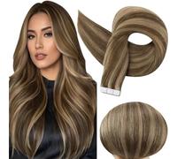 Full Shine Extension Biadesive Capelli Veri 22 Pollici Marrone Medio 4 Evidenziare Bionda 27 Colla In Extension Capelli Lunghi Lisci Remy Per Le Donne 50 G